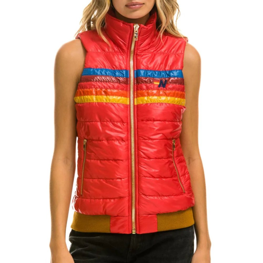 Aviator Nation WOMEN'S 5 STRIPE VEST - GLOSSY CHERRY